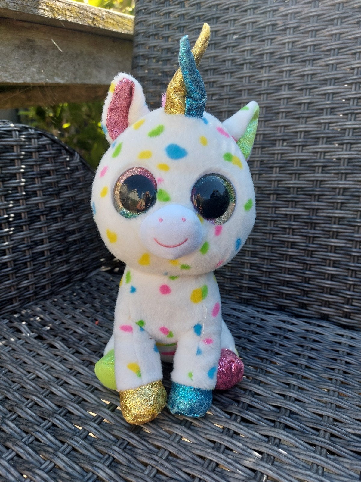 Ty Beanie Boo Eenhoorn - Confetti Stippen, Eenhoorn, Overige karakters, Ophalen of Verzenden, Zo goed als nieuw