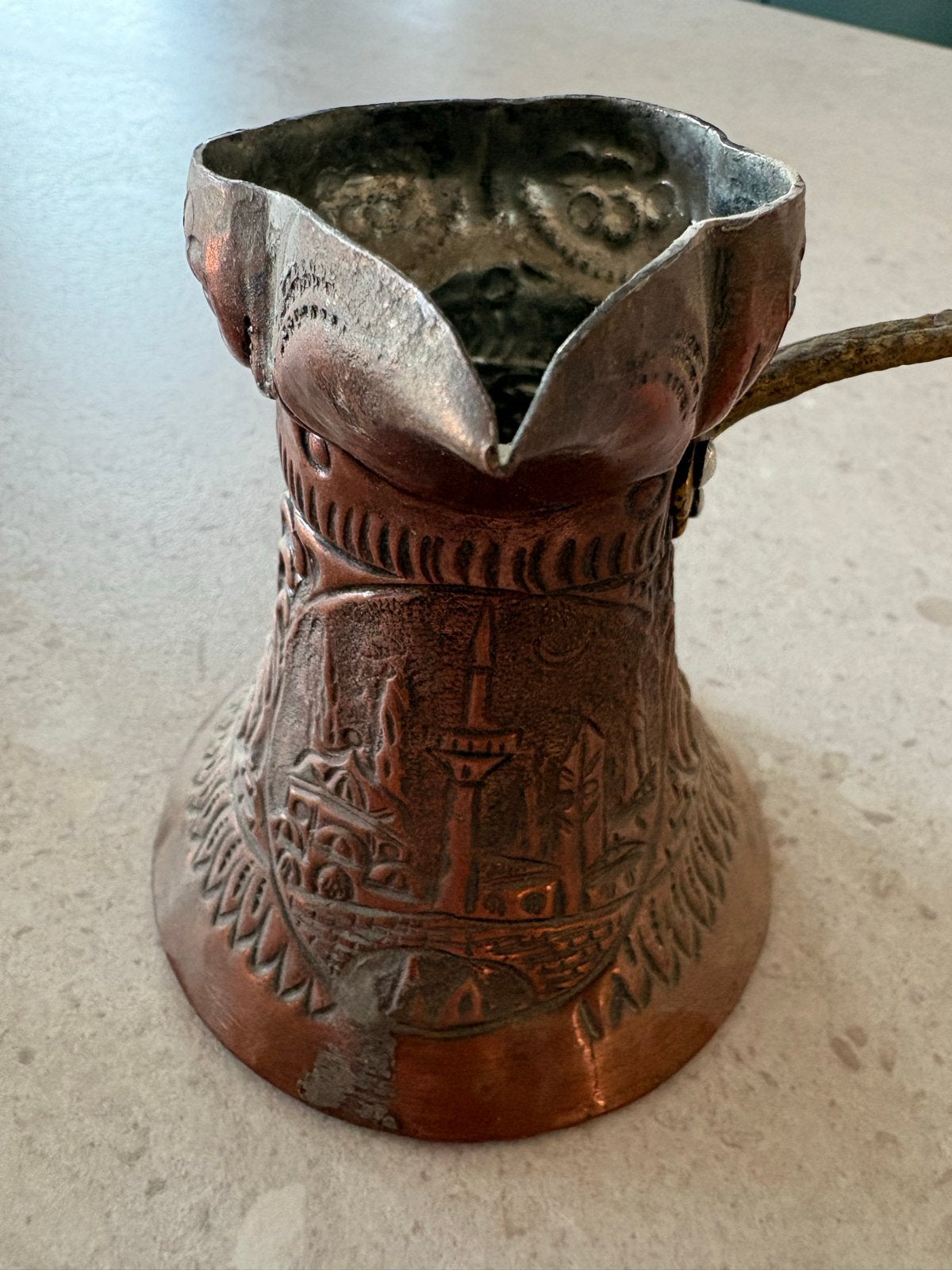 Turkse koffiepot en suikerpotje, koper, Ophalen of Verzenden
