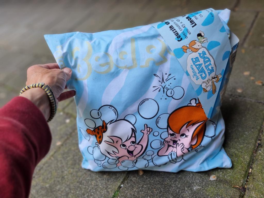 Vintage The Flintstones Bunbles kussen - Zo goed als nieuw, Ophalen of Verzenden, Zo goed als nieuw, Blauw, Vierkant