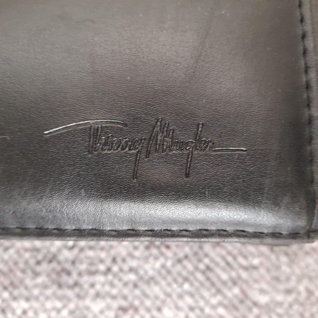 Thierry Mugler- leer - documenten attache koffer-/tas, Ophalen, Zo goed als nieuw, 35 tot 45 cm, Uitschuifbare handgreep