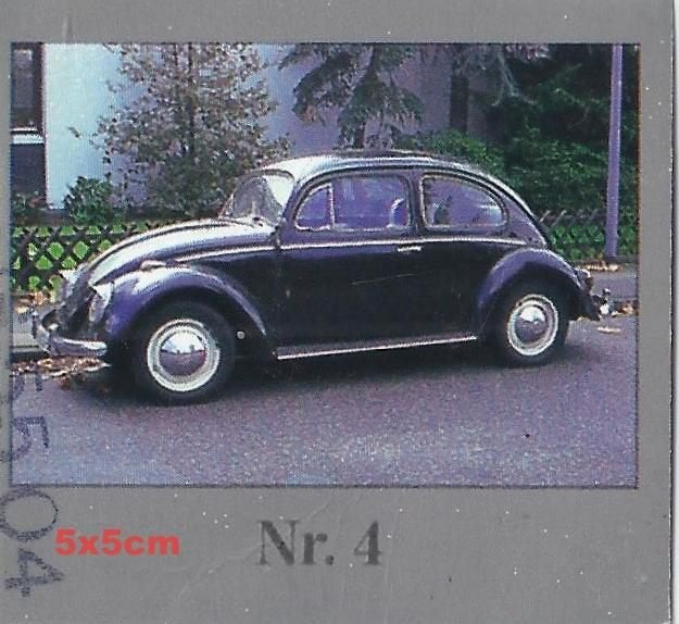 Vp17 verzamelplaatje 4 volkswagen kever -- afmeting 5 x 5 cm, Ophalen of Verzenden, Zo goed als nieuw, Auto's