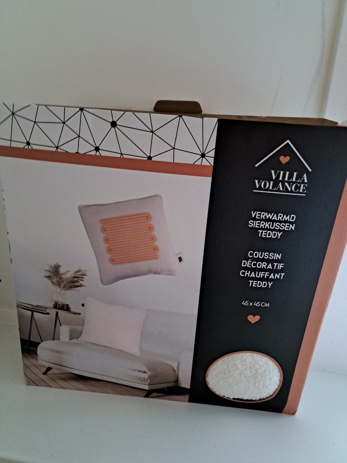Villa Volance Verwarmd Sierkussen Teddy 45x45 cm, Overige merken, Wit, Vierkant, Nieuw