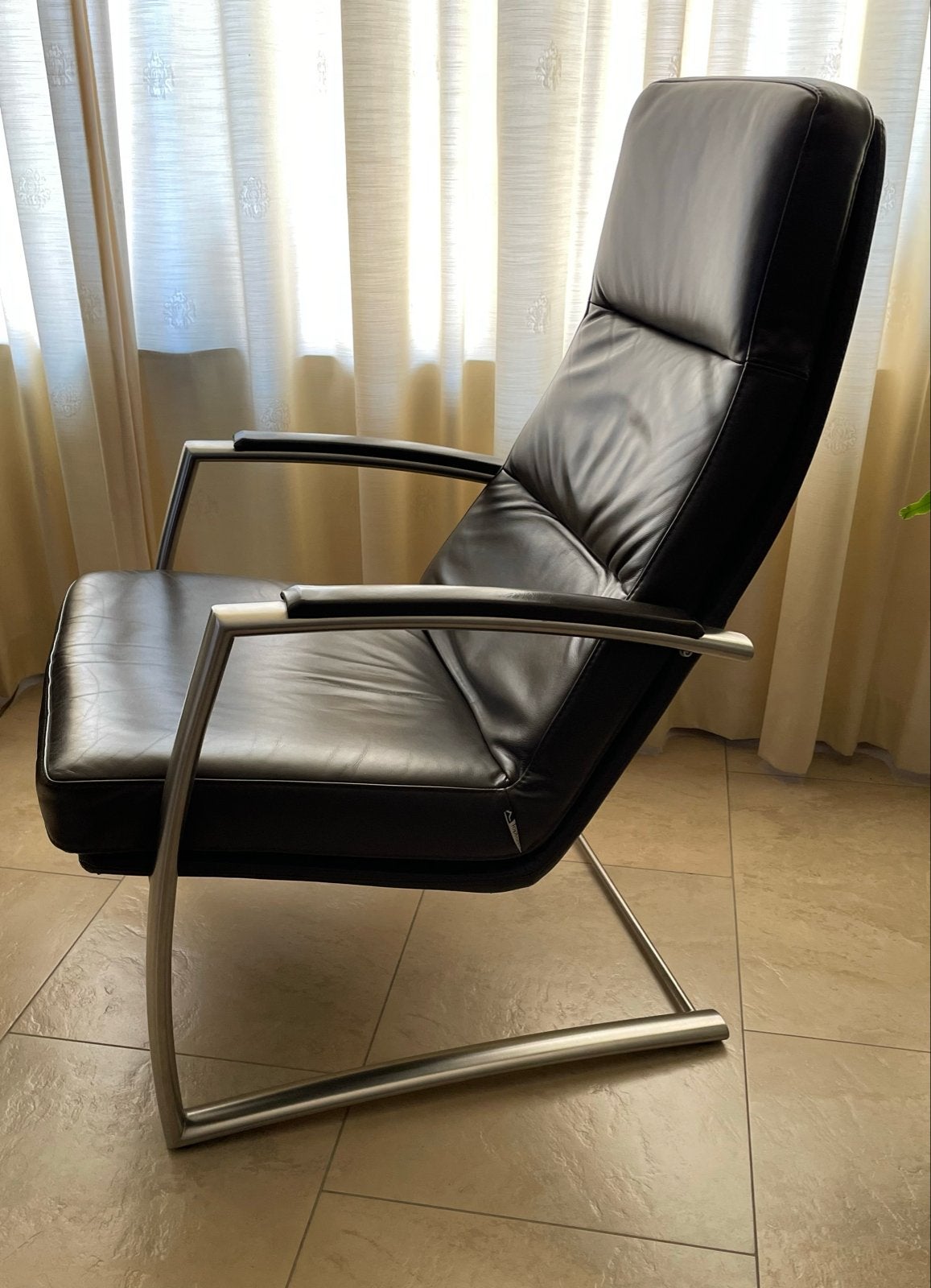 Moderne bruine Leren stoelen Fauteuils met Metalen Frame, Ophalen, Twee, Bruin, Design