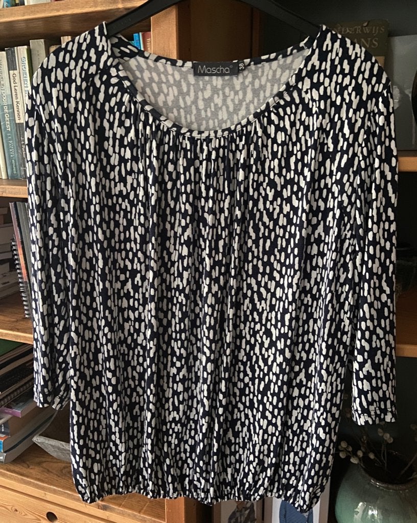 Blauw witte Mascha bloes/blouse, maat 38, Kleding | Dames, Ophalen of Verzenden, Zo goed als nieuw, Maat 38/40 (M), Blauw
