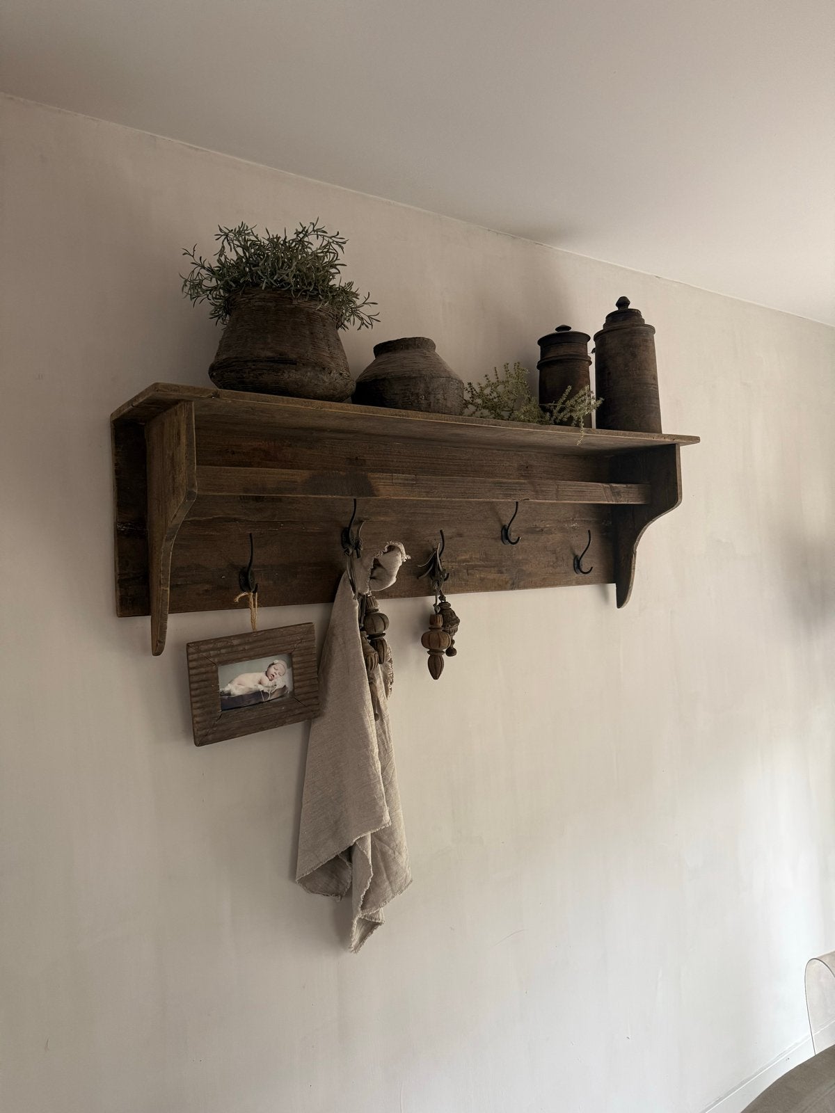 Stoere houten wandkapstok Be Uniq Island collectie, Huis en Inrichting, Zo goed als nieuw, Minder dan 100 cm, Hout, Ophalen