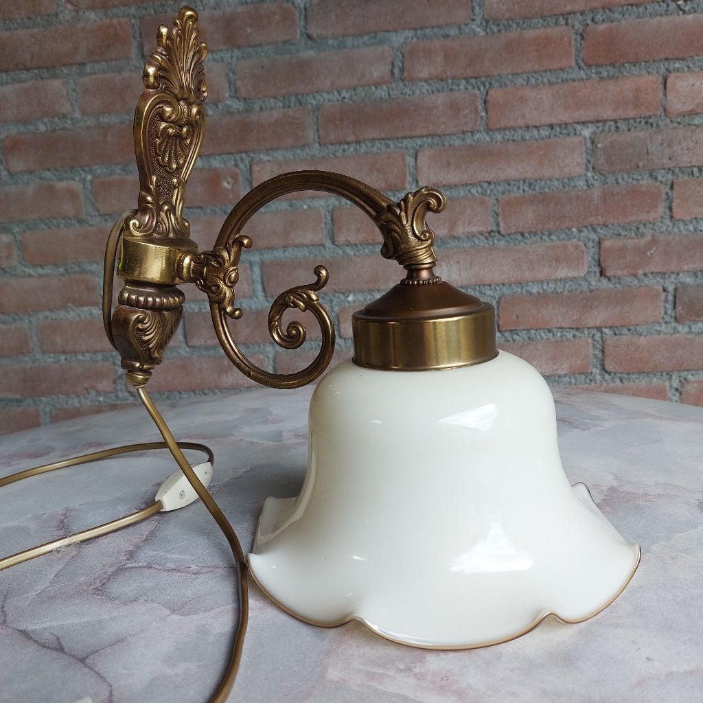 Wandlamp, schemerlamp met glazen kap, Huis en Inrichting, Met schakelaar, Nieuw, Ophalen of Verzenden, Wandlamp