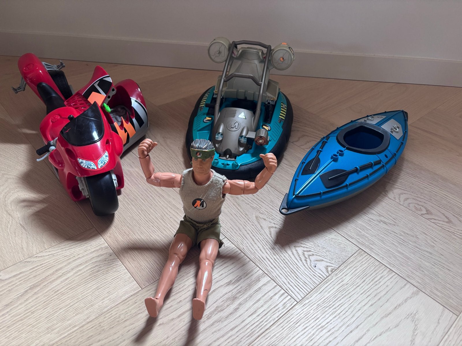 Vintage Action Man Speelset: Hovercraft, Kano & Motorfiets, Ophalen of Verzenden, Gebruikt