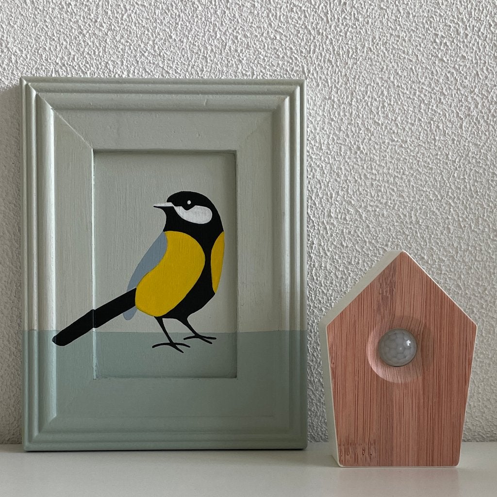 Schilderijtjes van vogels handbeschilderd- incl. vogelhuisje, Minder dan 50 cm, Oorspronkelijke maker, Nieuw, Ophalen of Verzenden