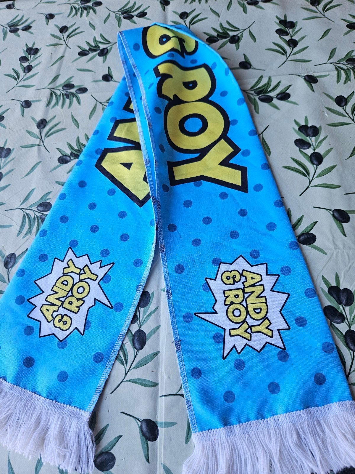 Andy & Roy CARNAVALS SJAAL  - Blauw met stippen, Verzenden, Nieuw