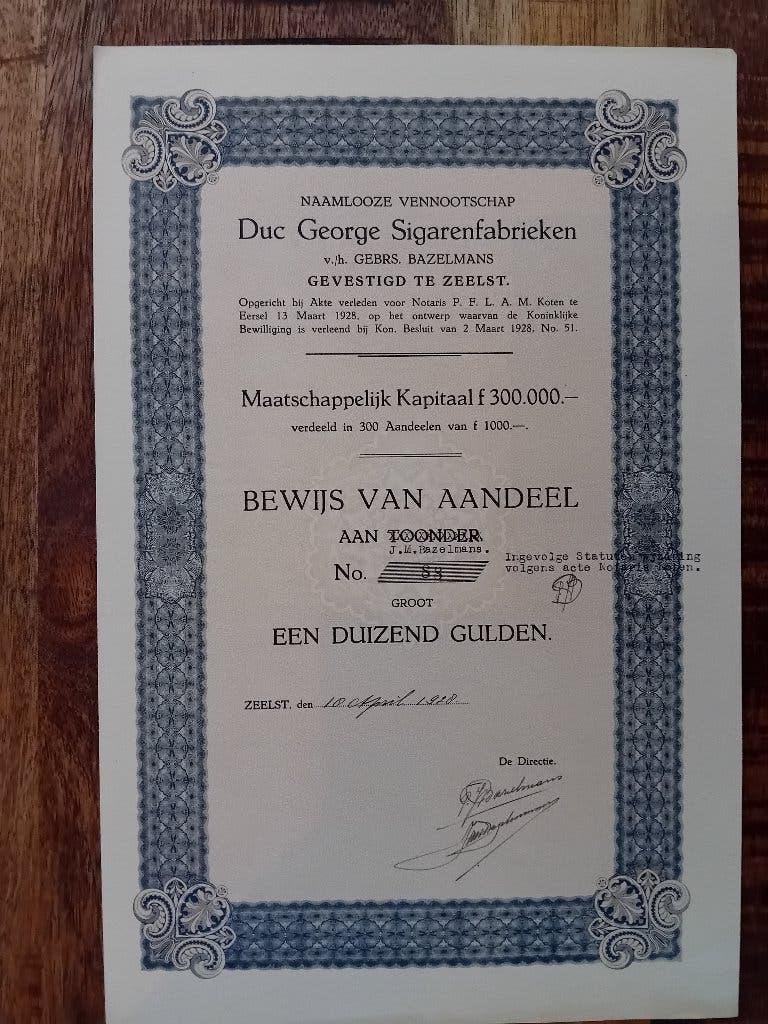 Gebr. Bazelmans = Duc George = Zeelst - 1928, Ophalen of Verzenden, Gebruikt, Overige typen