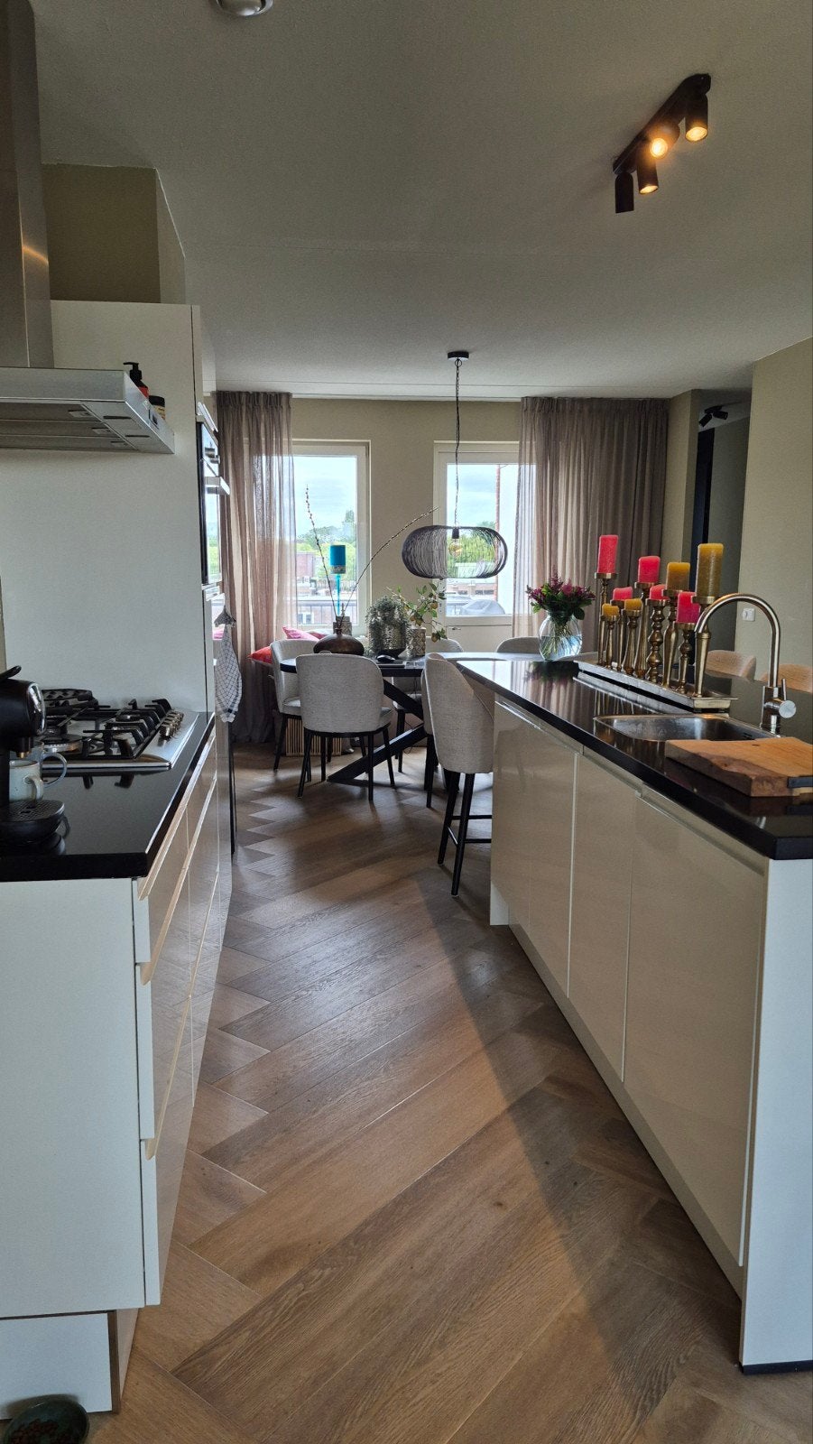 Luxe Steinhaus witte hoogglans keuken met groot kookeiland &, Huis en Inrichting, Keuken | Complete keukens, Ophalen, Gebruikt