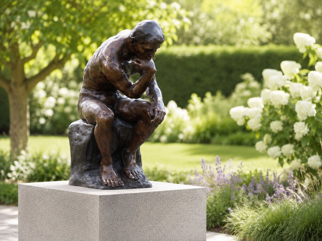 Bronzen beeld / De DENKER / rodin, Tuin en Terras, Overige materialen, Nieuw, Info@huisentuindecoratiemarie.nl, Mensenbeeld