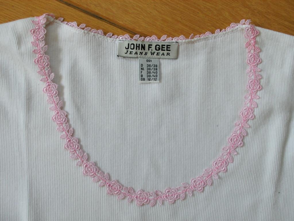 JOHN F.GEE wit shirt maat 36 - 38, Wit, Ophalen of Verzenden, Zo goed als nieuw, John F. Gee