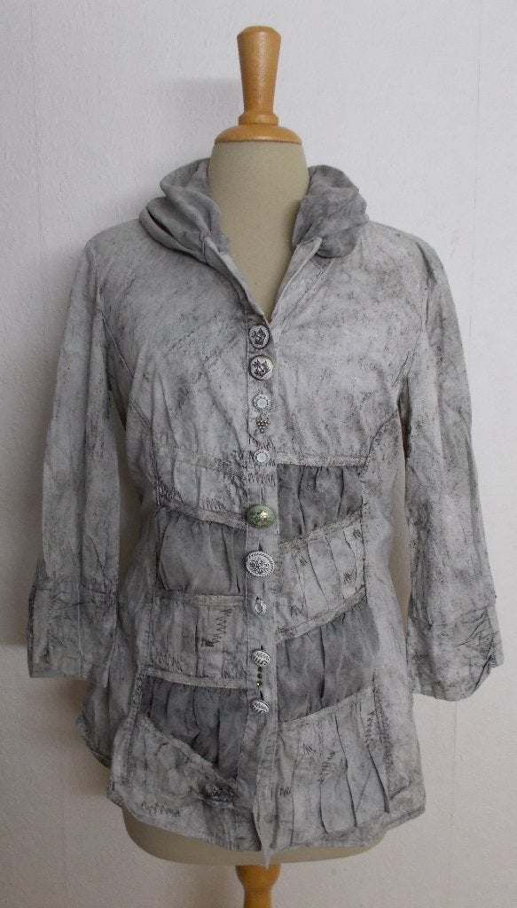 Grijze blouse met mooie knopen van Elisa Cavaletti! M, Verzenden, Zo goed als nieuw, Maat 38/40 (M), Grijs
