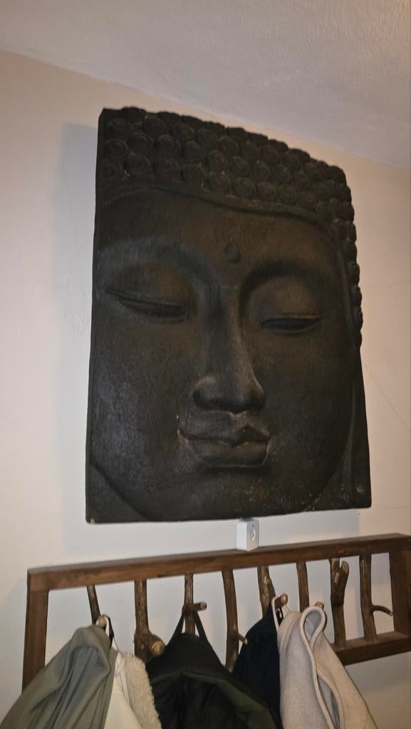 Groot Boeddha Hoofd Wanddecoratie - 82x61 cm, Ophalen