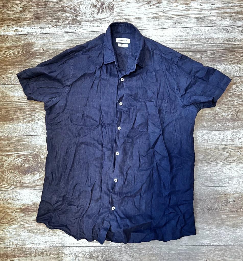Massimo Dutti heren zomer overhemd maatM,100% Linnen,NIEUW, Ophalen of Verzenden, Zo goed als nieuw, Blauw, Halswijdte 39/40 (M)