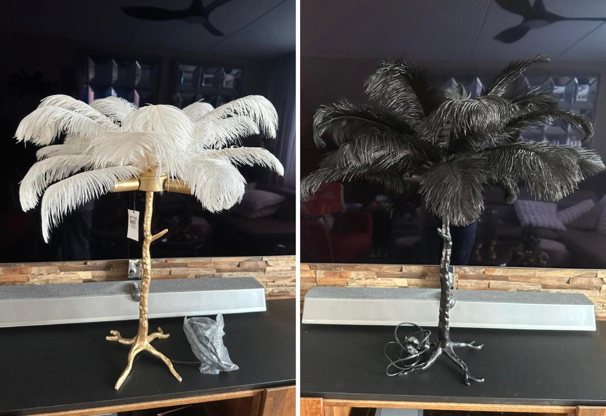 Luxe Veren palm tafellamp 70 cm hoog Goud  en zwart €75 p/st, Ophalen, 50 tot 75 cm, Nieuw, Overige materialen