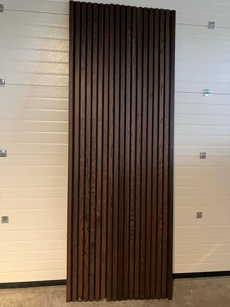 Akoestisch wandpaneel 95x260 cm Expresso Eiken met eindlat, Huis en Inrichting, Hout, Nieuw, Bruin, Wandbord of Wandpaneel