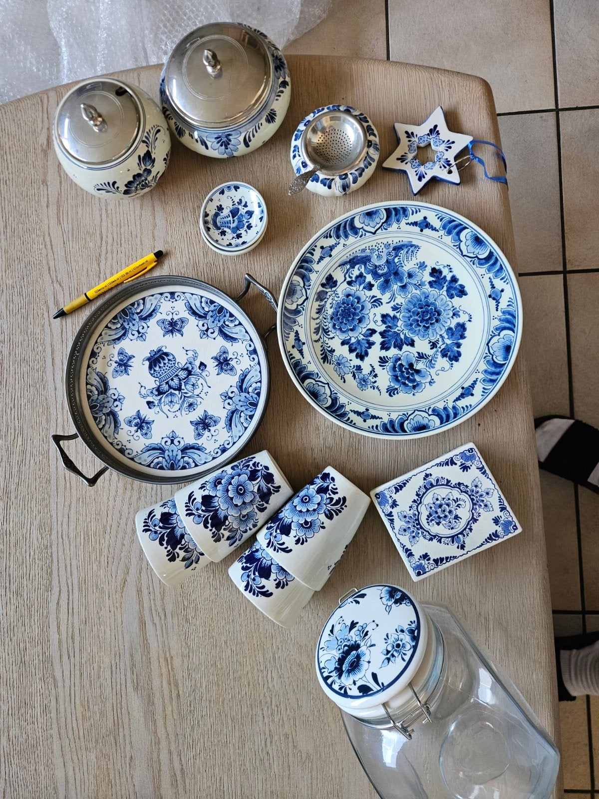 Grote collectie Delftsblauw servies en decoratie, Huis en Inrichting, Ophalen, Gebruikt, Keramiek, Delftsblauw