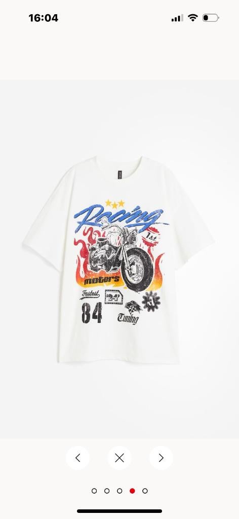 H&M s shirt tshirt oversized wit witte, Kleding | Heren, Verzenden, Zo goed als nieuw, Maat 46 (S) of kleiner, Wit
