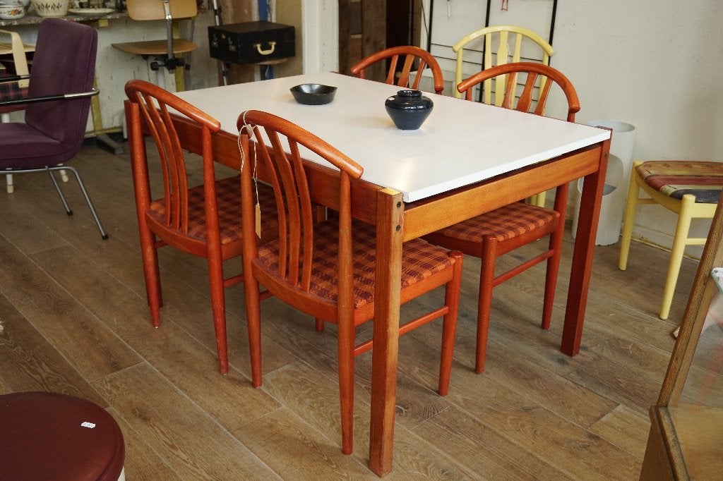Japanse PASTOE eettafel & stoelen set, Huis en Inrichting, Tafels | Eettafels, Ophalen, Gebruikt, 50 tot 100 cm, Scandinavische / Mid-Century Modern