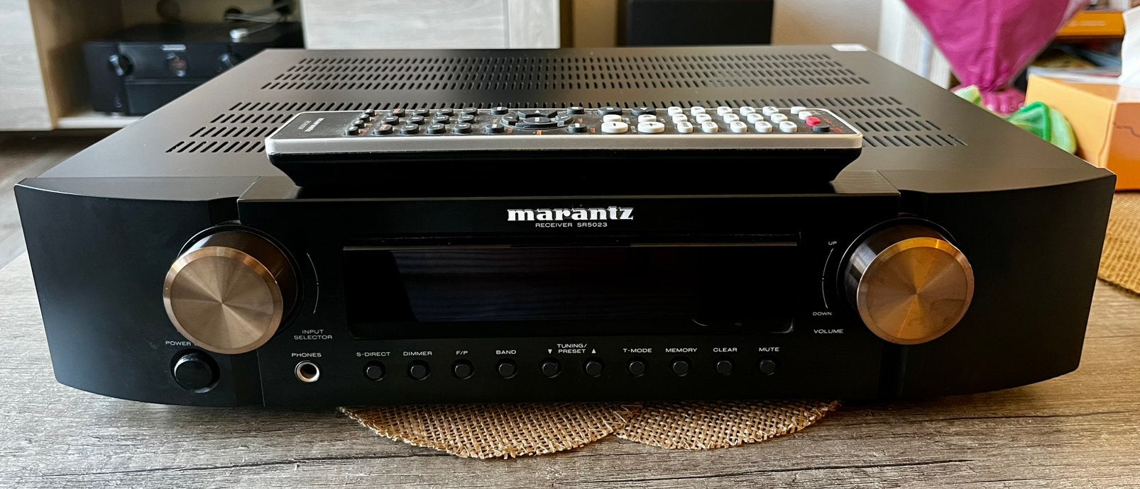 Marantz SR5023 Stereo Receiver Zilver en Zwart Met AB, Gebruikt, 60 tot 120 watt, Stereo, Ophalen