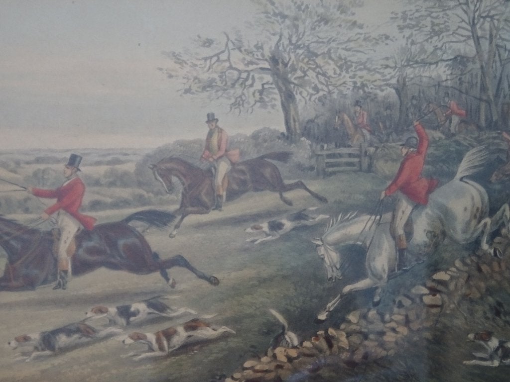 litho jachttafereel dravende ruiters te paard CA Fesch, 1890, Antiek en Kunst, Kunst | Litho's en Zeefdrukken, Origineel, Verzenden