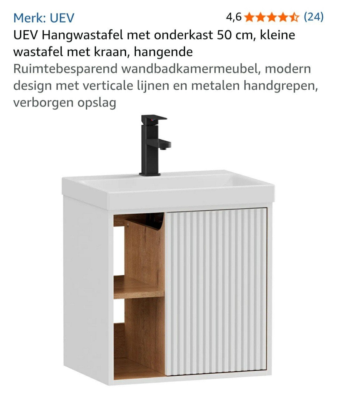 Hangwastafel met onderkast 50 cm, kleine wastafel met kraan, Ophalen, Nieuw, 50 tot 100 cm, Minder dan 100 cm