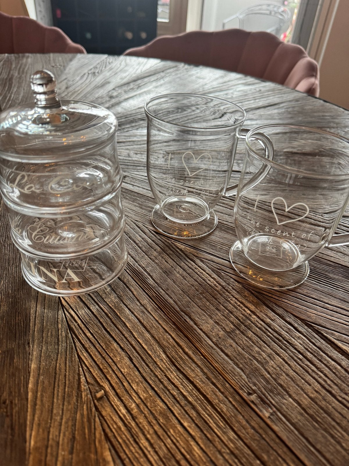 Riviera maison la cucina pot  en theeglazen set, Glas, Ophalen of Verzenden, Zo goed als nieuw, Voorraadpot