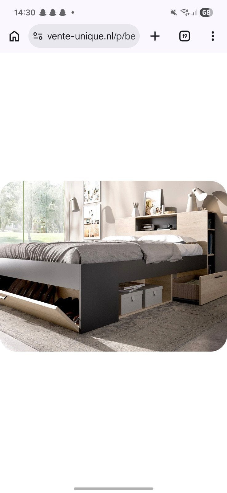 Twijfelaar bed 140x190 met opbergruimte en lattenbodem, Huis en Inrichting, Slaapkamer | Bedden, Ophalen, Overige kleuren, Zo goed als nieuw