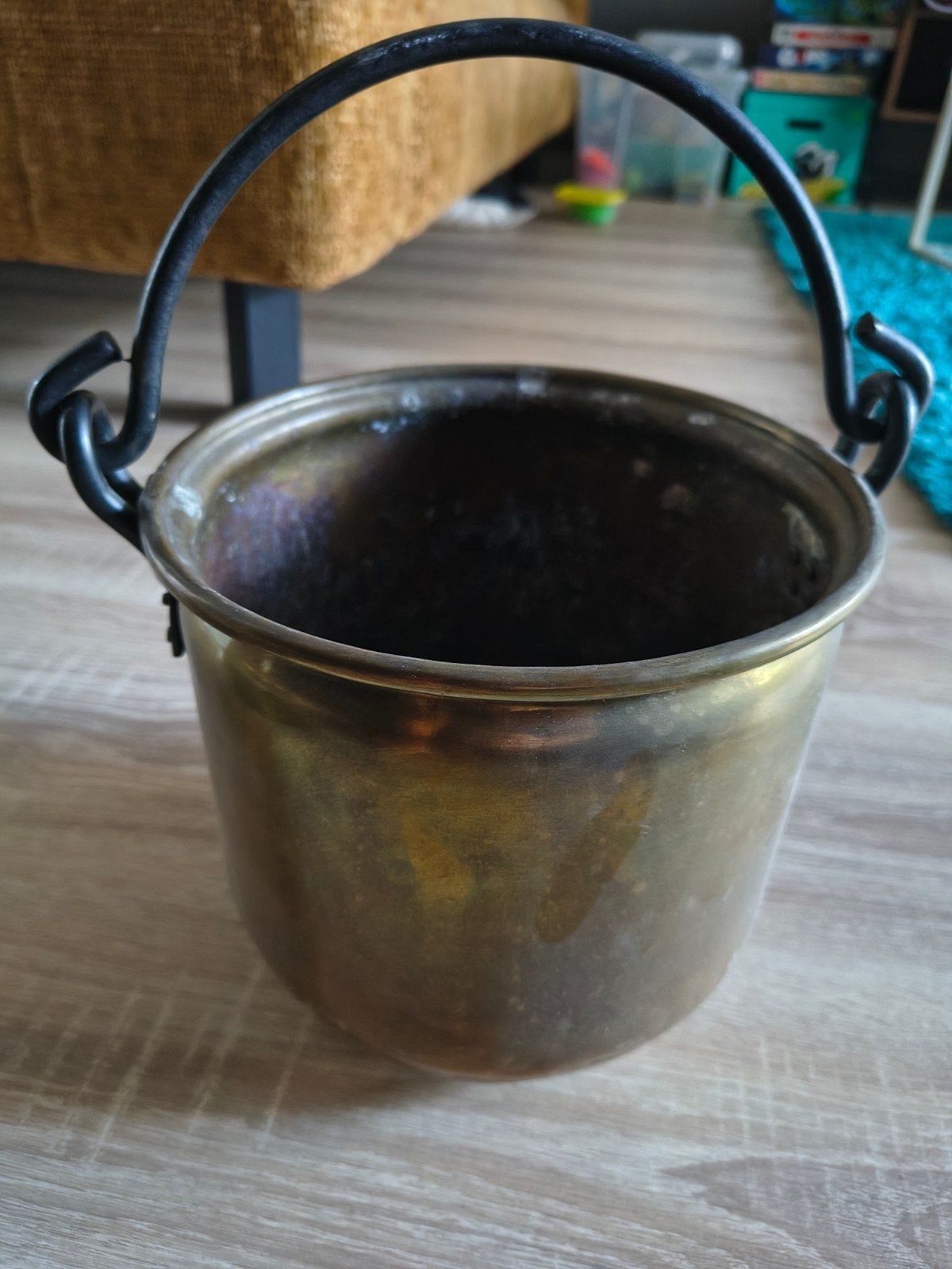 Antieke Koperen Ketel met IJzeren Hengsel, Ophalen, Koper