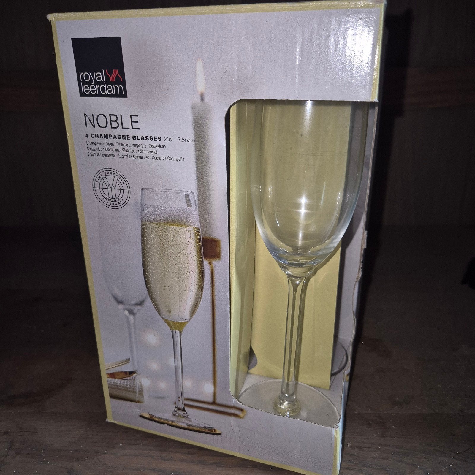 Royal Leerdam Noble Champagneglazen - Set van 4, Nieuw, Ophalen of Verzenden, Overige merken, Glas