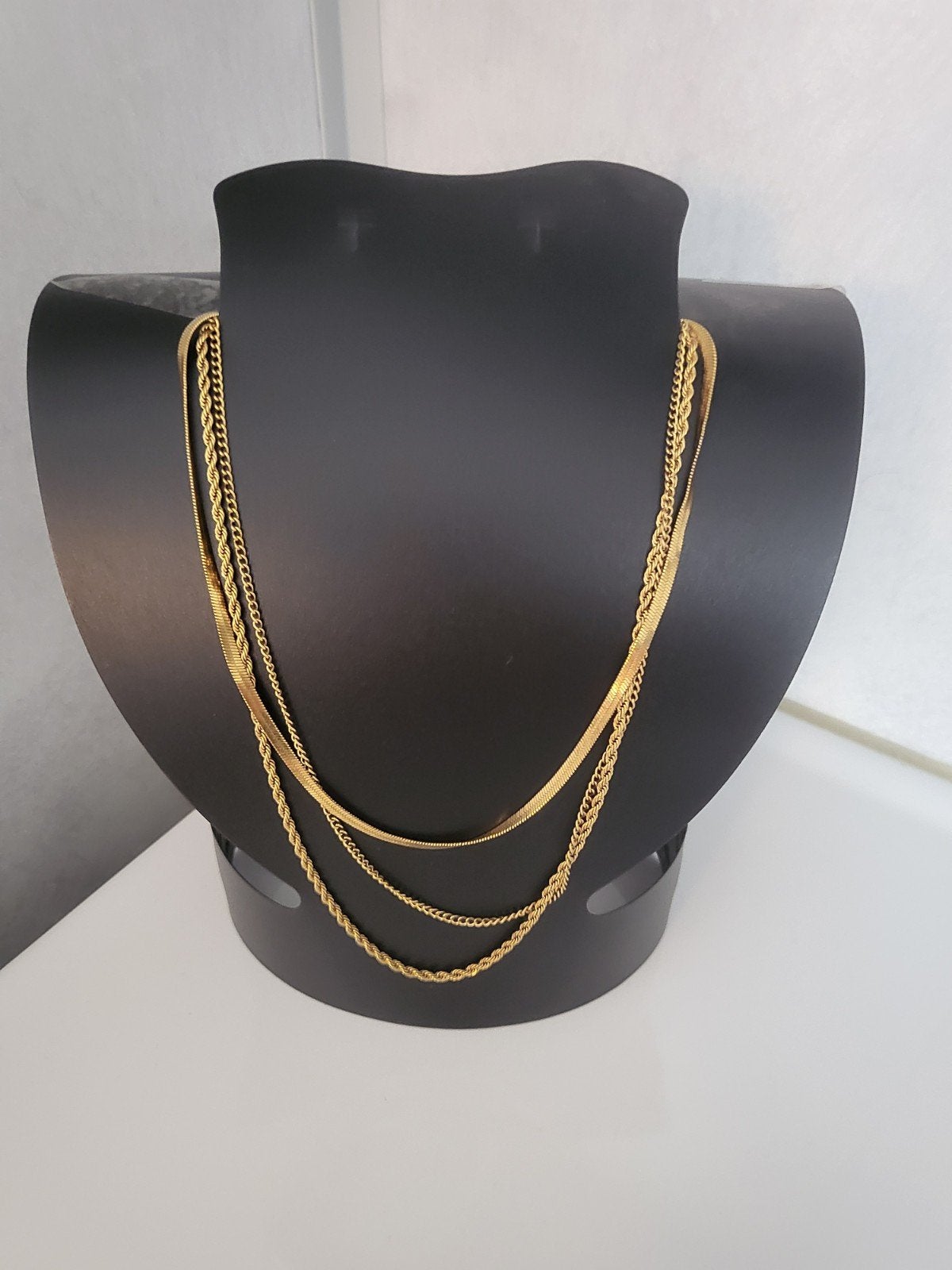 Gouden ketting set - 3-delig, Sieraden, Tassen en Uiterlijk, Ophalen of Verzenden, Nieuw, Goud, Overige materialen