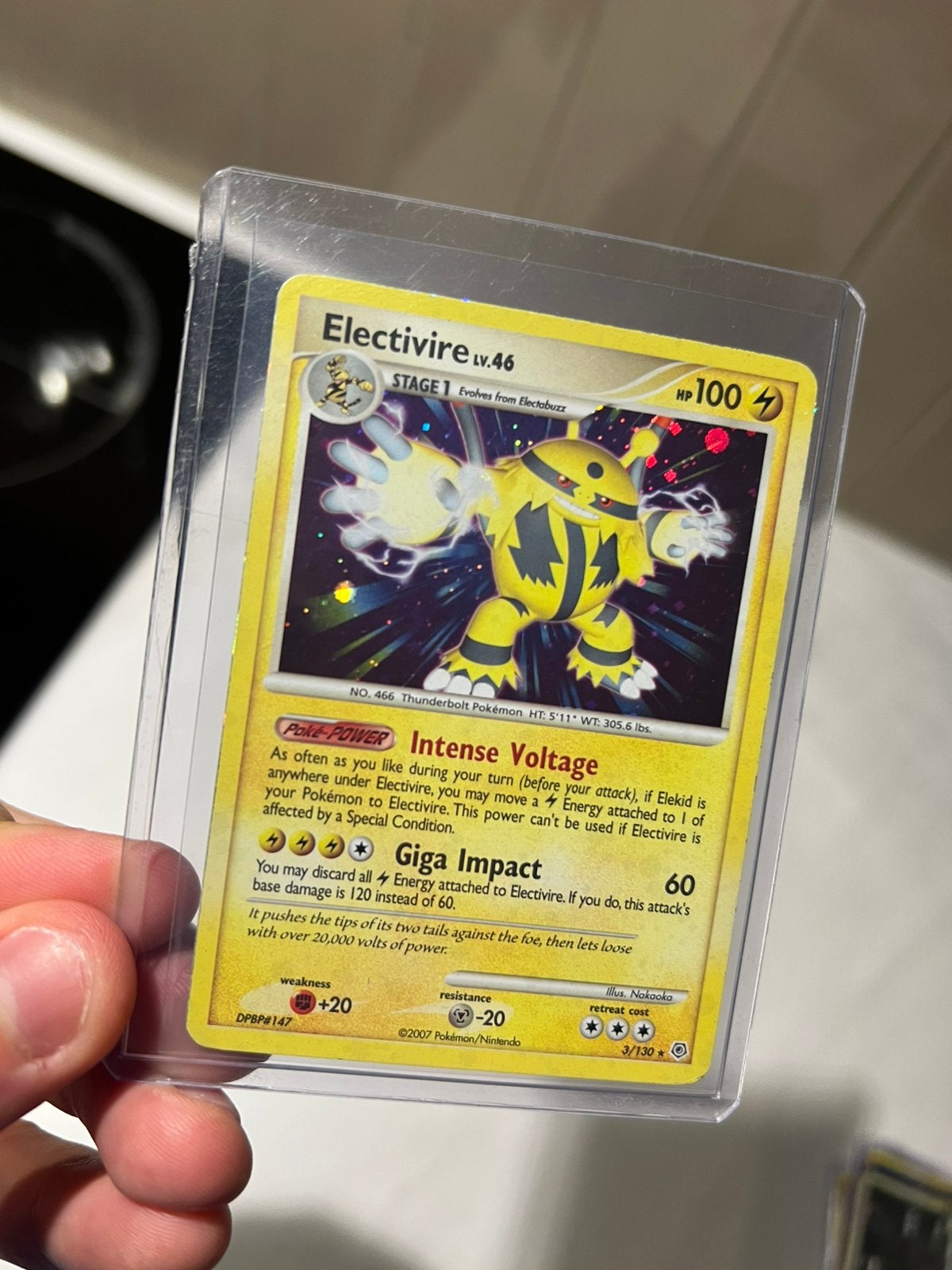 Pokemon kaart Electivire #3 holo, Ophalen of Verzenden, Gebruikt, Losse kaart