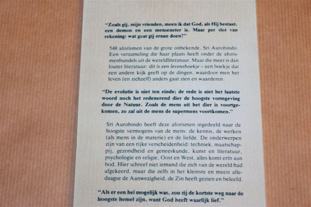 De Aforismen — Sri Aurobindo Filosofie & Wijsheid 1983, Ophalen of Verzenden, Gelezen, Overige onderwerpen, Achtergrond en Informatie