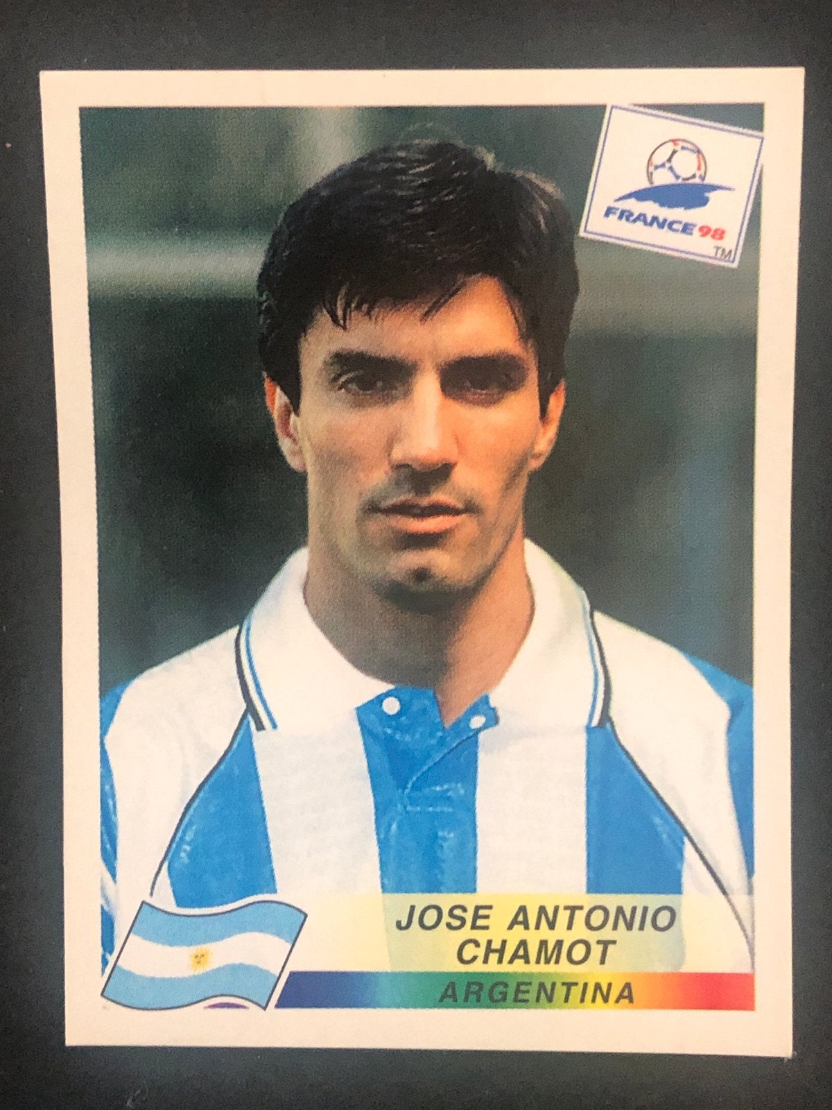 Panini France 98 Sticker - Jose Antonio Chamot Argentinië, Ophalen of Verzenden, Zo goed als nieuw, Sport