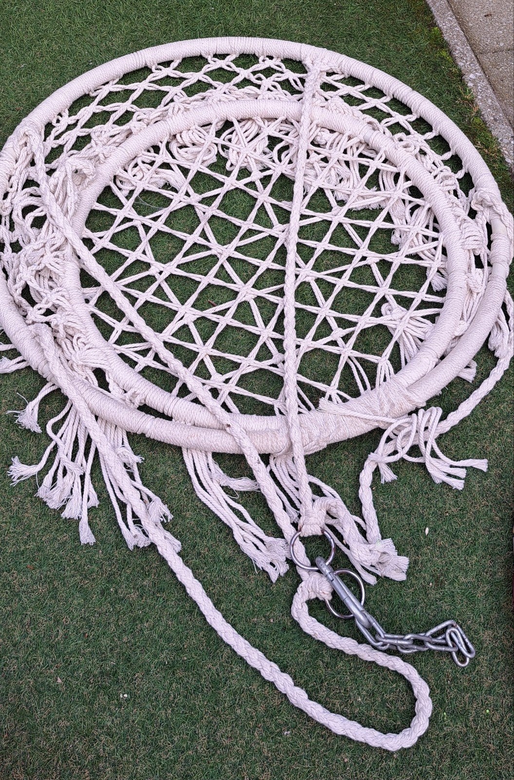 Macramé Hangstoel - Comfortabel en Stijlvol, Ophalen, Gebruikt, Eenpersoons, Binnen