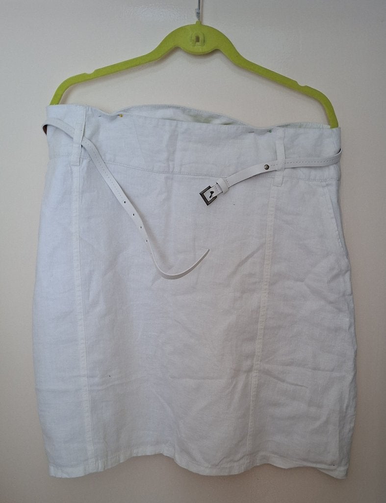 Nieuwe witte linnen rok Bel & Bo maat 4, Kleding | Dames, Wit, Nieuw, Ophalen of Verzenden, Onder de knie