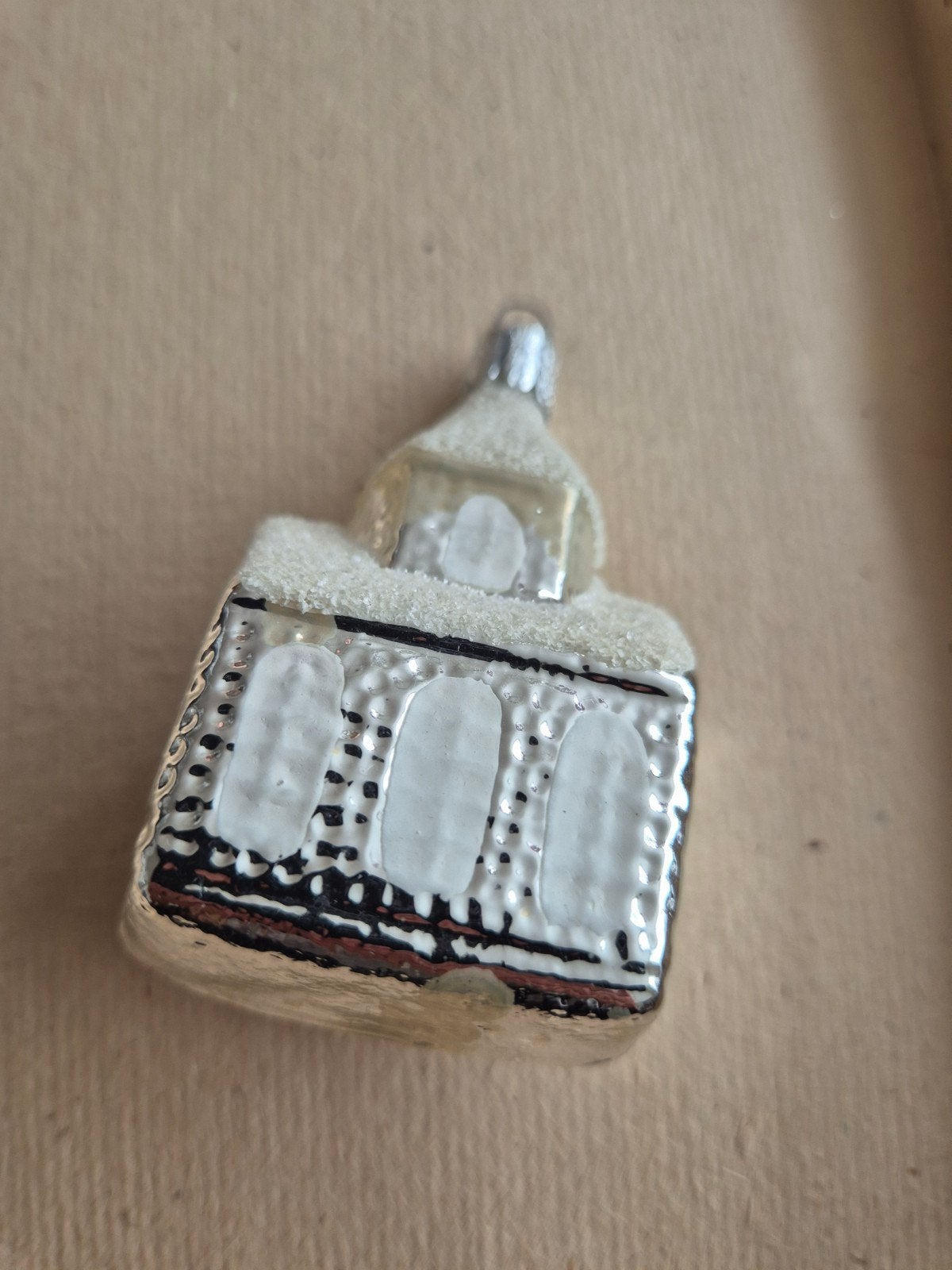 vintage kerstbal kerkje, Ophalen of Verzenden, Gebruikt