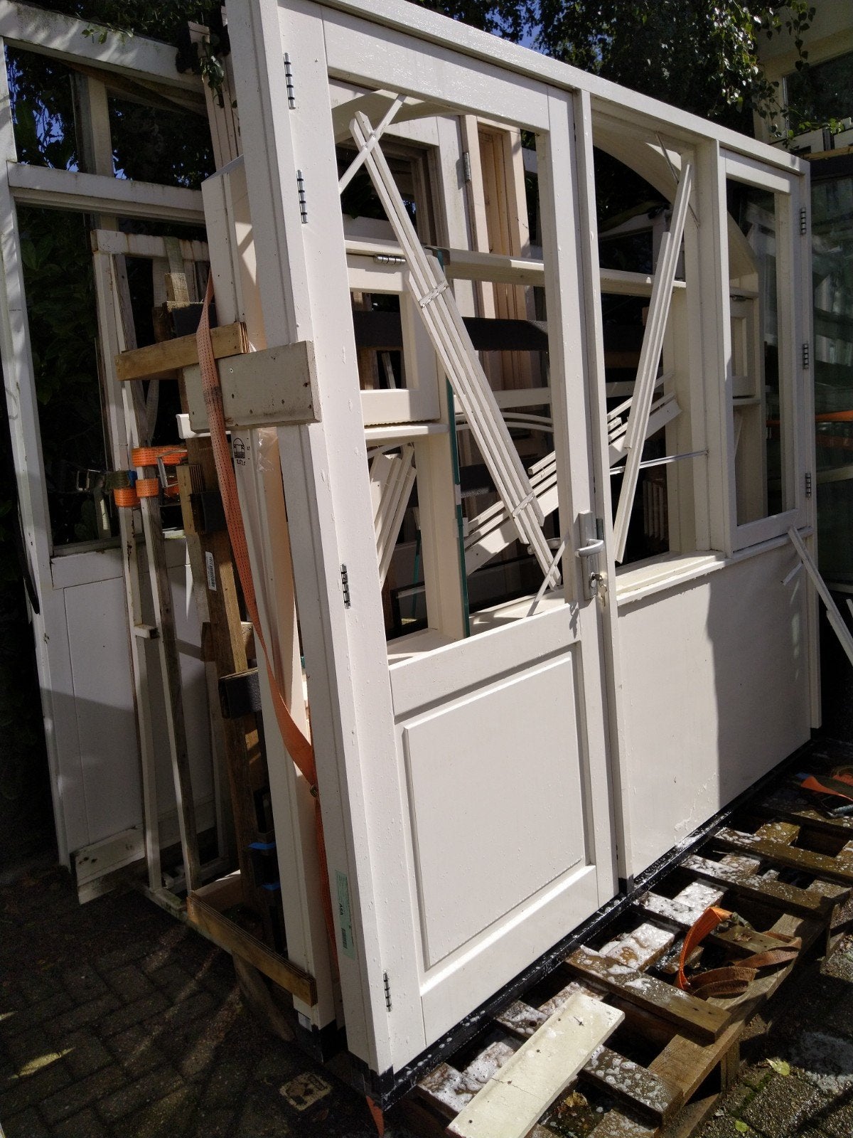 hardhout kozijn met paneeldeur en zijlicht, Doe-het-zelf en Verbouw, Nieuw, Ophalen of Verzenden, Buitendeur, Glas