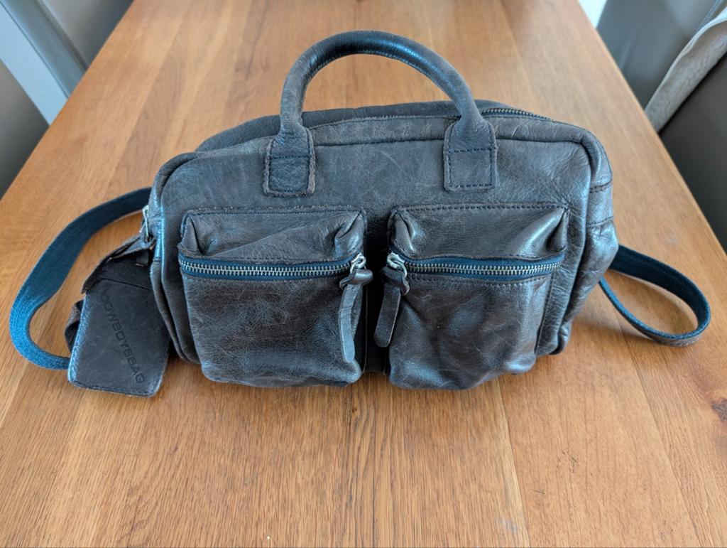 Donker bruine leren Cowboysbag, Verzenden, Zo goed als nieuw, Bruin