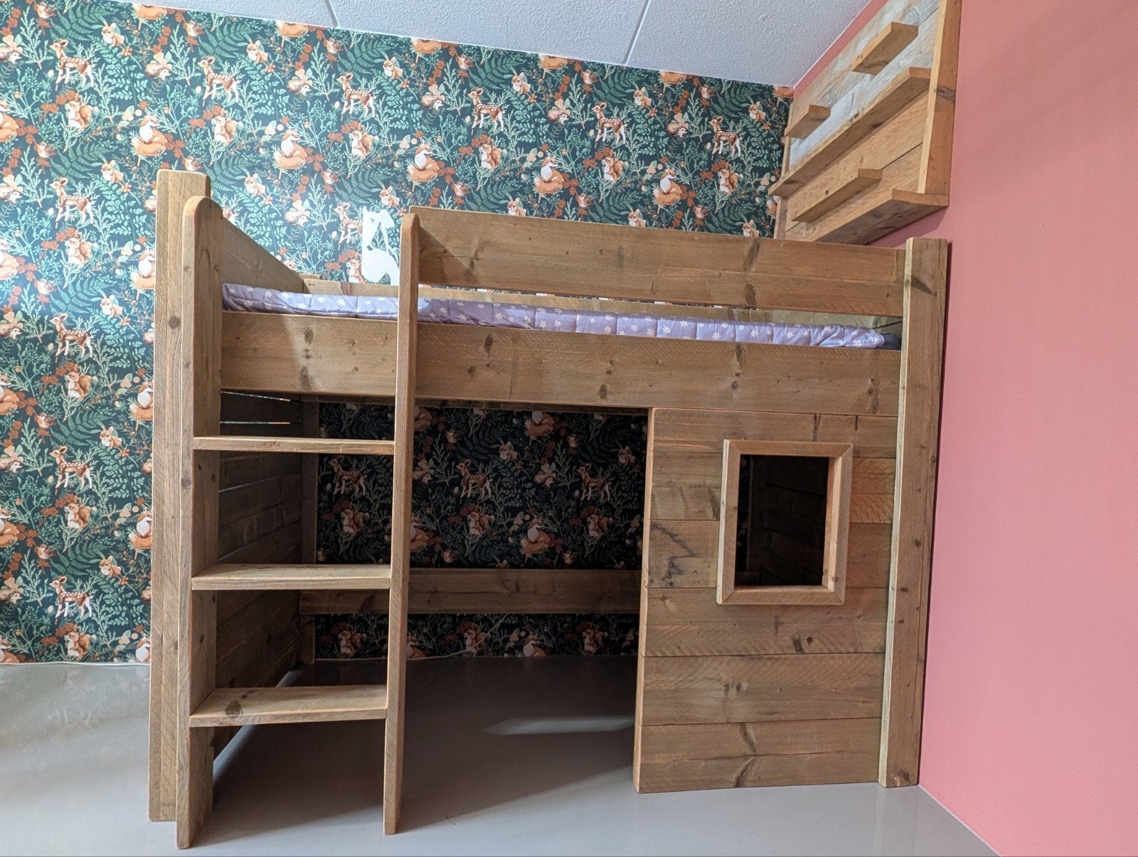 Hoogslaper stijgerhout met speelruimte stijger hout, 100 cm, Hoogslaper, Eenpersoons, 160 tot 180 cm