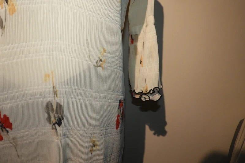 Ganni plooi tuniek bloemen print in warme kleuren mt 40, Maat 38/40 (M), Verzenden, Wit, Ganni