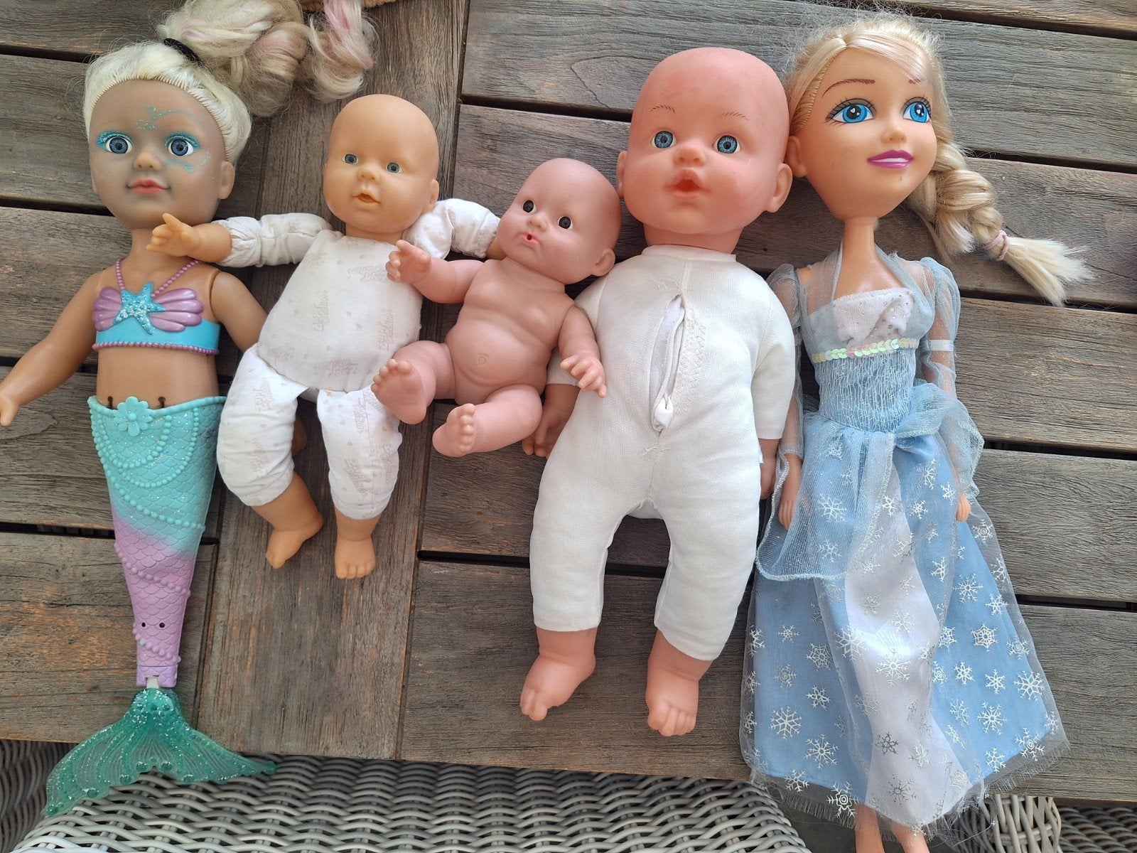 5 poppen o.a. Zapf Frozen Elsa Zeemeermin van Zapf, Ophalen, Gebruikt, Pop