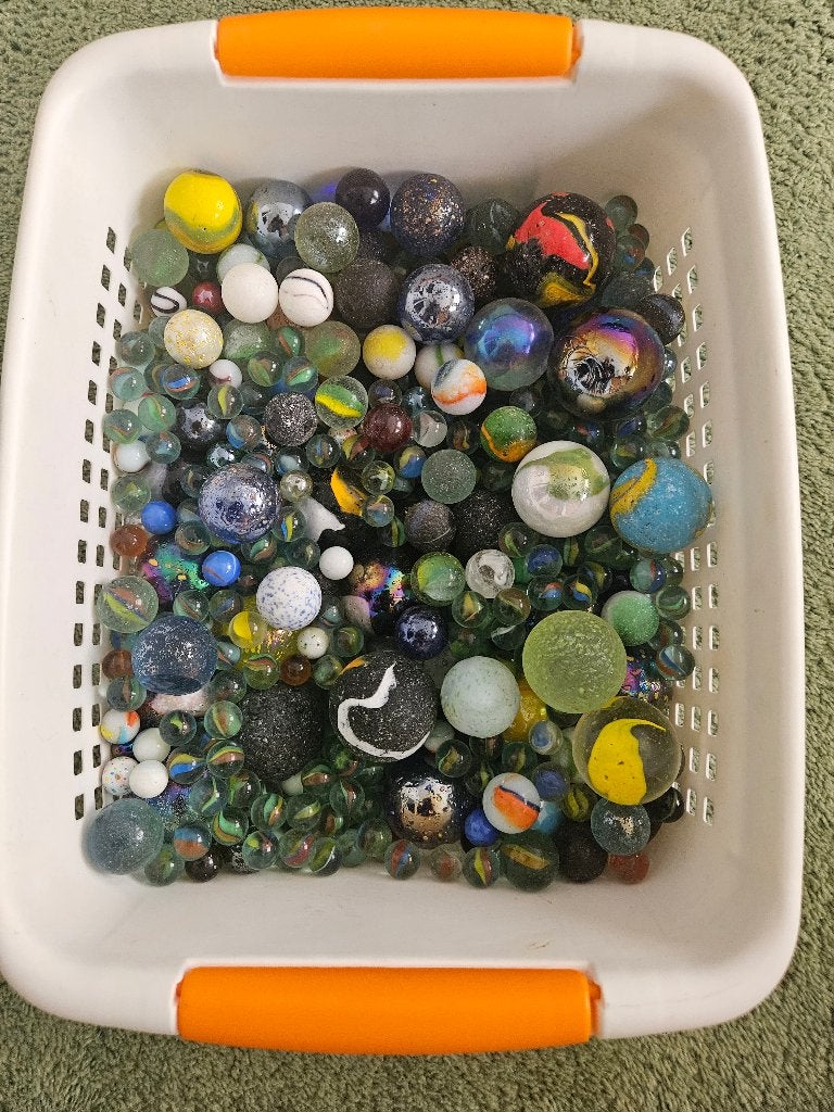 Grote collectie knikkers in diverse kleuren en maten 7 kilo, Ophalen, Zo goed als nieuw