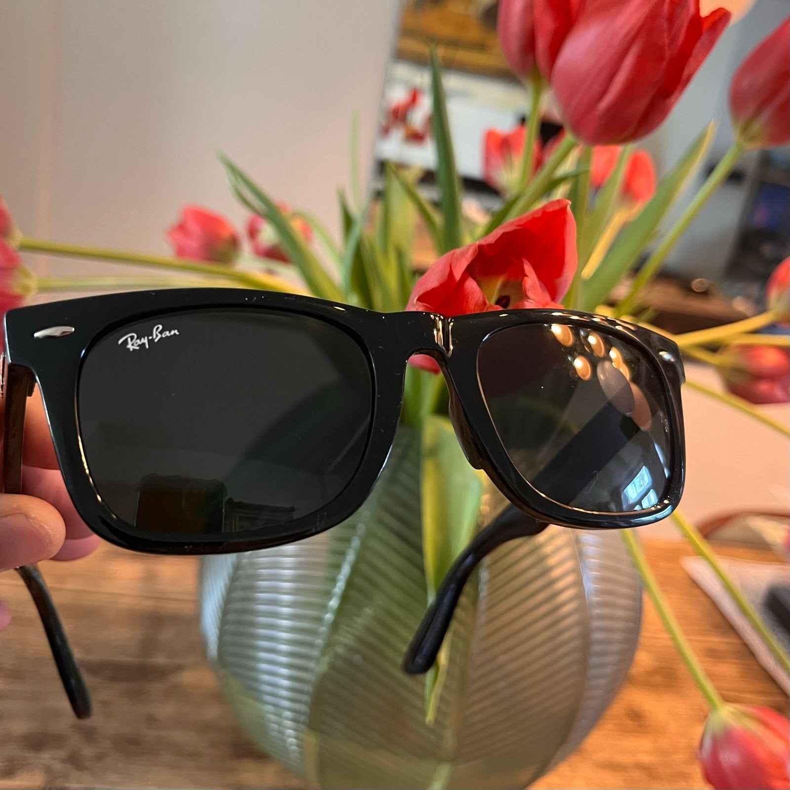Ray-Ban Wayfarer Zonnebril - Glanzend Zwart, Zonnebril, Verzenden, Zwart, Zo goed als nieuw