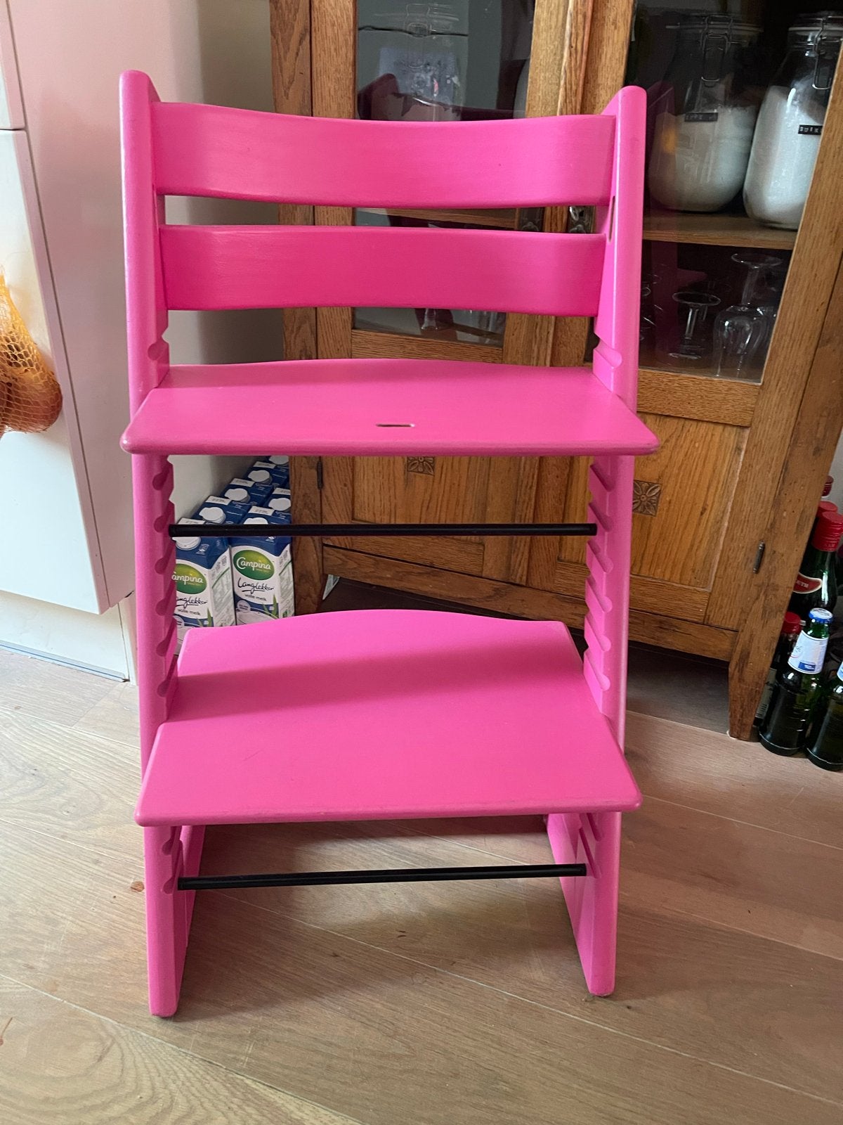 Stokke Tripp Trapp kinderstoel - oud model roze, Ophalen, Gebruikt, Meegroeistoel, Aanschuifbaar