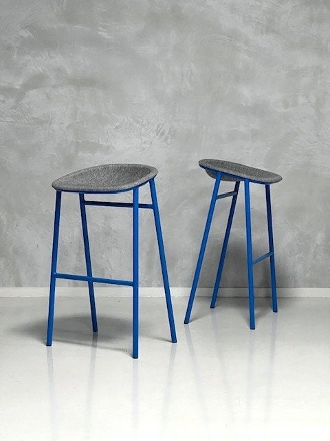 LJ3 PET Felt barkrukken 4x De Vorm design krukken prijs p/st, Gebruikt, Met voetsteun, ., 60 tot 90 cm