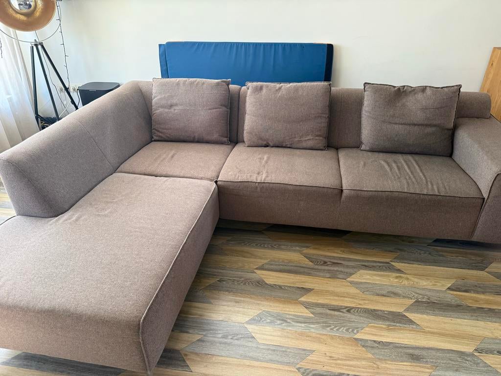 Comfortabele Hoekbank - Bruin Stof gratis ophalen, Ophalen, 250 tot 300 cm, Gebruikt, 100 tot 125 cm