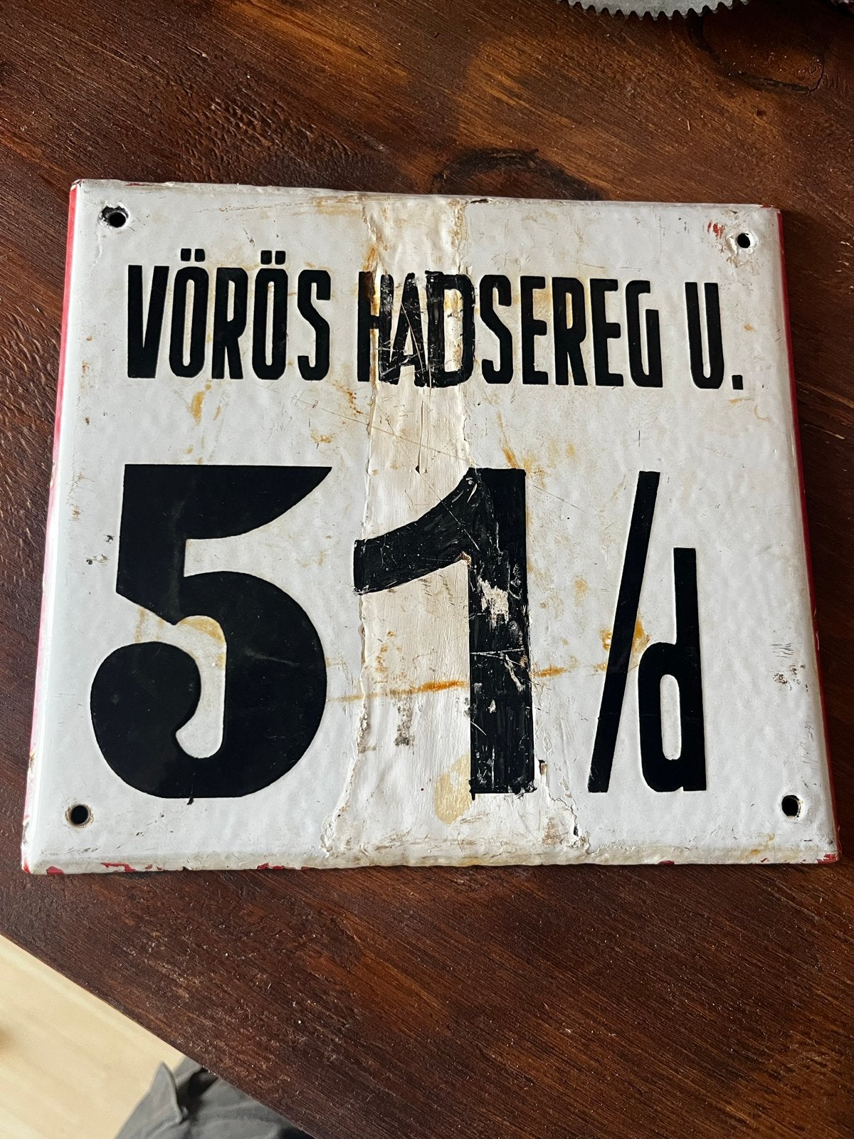 Emaille Hongaars straatnaam bord 20x21, Ophalen of Verzenden